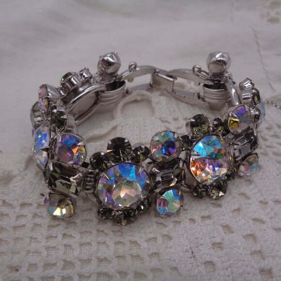Vintage JULIANA D&E AB Headlight & Gray Rhinestone BRACELET 5 Link - Picture 5 of 5